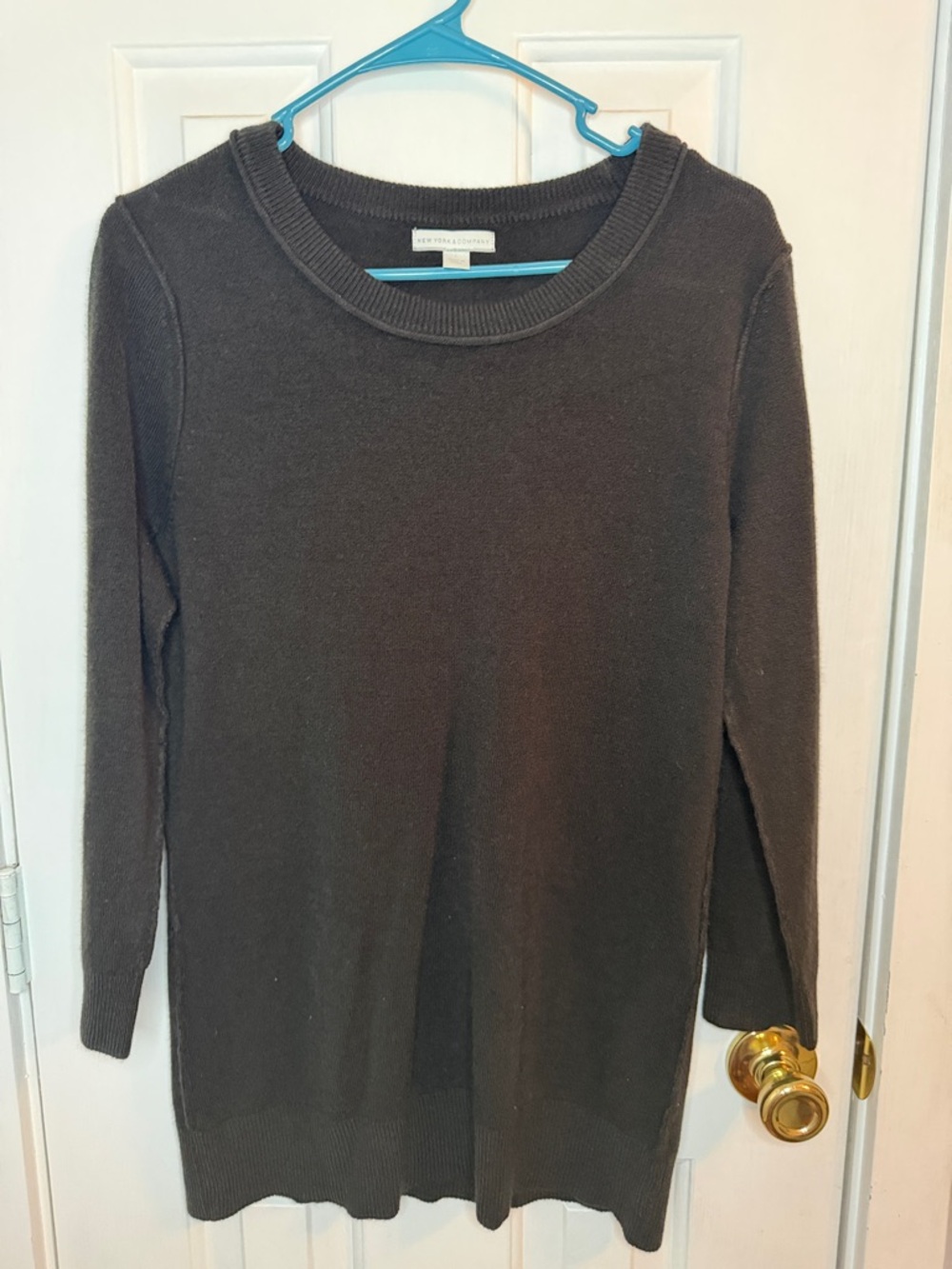 New York & Company | Black Crewneck Knit Tunic Sweater